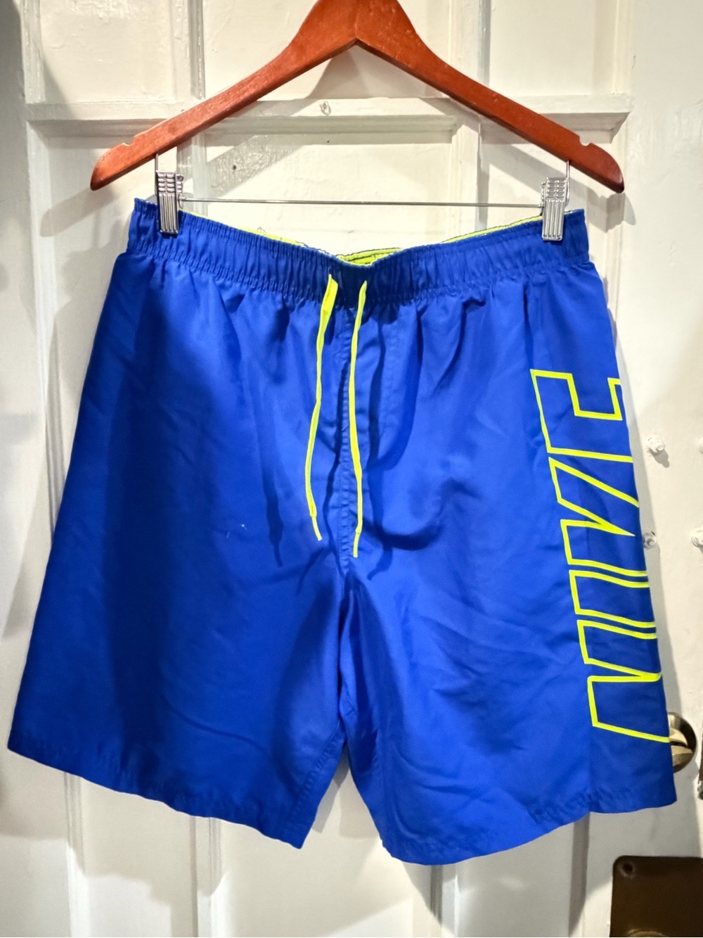 Nike Royal Blue Swim Shorts with Neon Yellow Accents